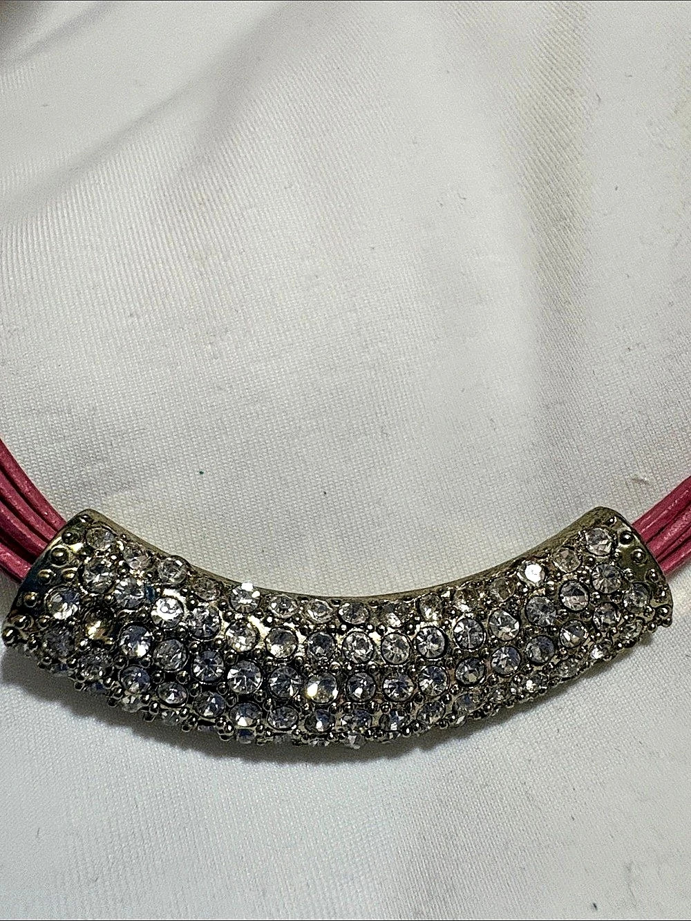 Pink Rhinestone Multi-Strand Necklace - Picture 4 of 11